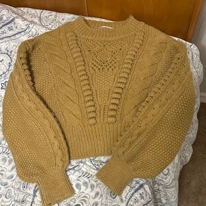 Anthropologie Mustard Cable Knit Sweater